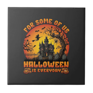 Halloween Ist Jeden Tag Spukhaus Hexe Mond_1 Fliese