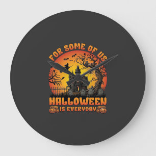 Halloween Ist Jeden Tag Spukhaus Hexe Mond_1 Große Wanduhr