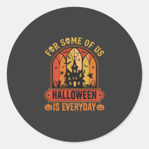 Halloween ist jeden Tag Spukhaus Retro Runder Aufkleber