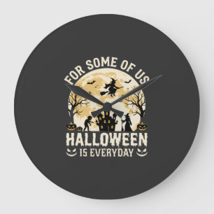 Halloween Ist Jeden Tag Verzauberte Mond Hexe Silh Große Wanduhr