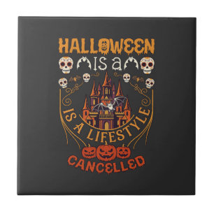 Halloween Ist Lifestyle Abgesagt Schloss Schädel P Fliese