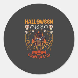 Halloween Ist Lifestyle Abgesagt Schloss Schädel P Runder Aufkleber