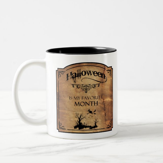 Halloween ist mein Lieblingsmonat! Zweifarbige Tasse (Links)