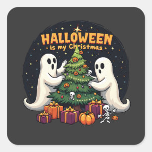 Halloween ist mein Weihnachtsgeister Weihnachten Quadratischer Aufkleber