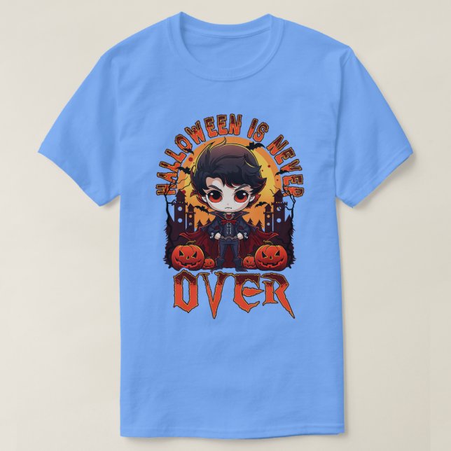 Halloween ist nie über Chibi Vampire Boy T-Shirt (Design vorne)
