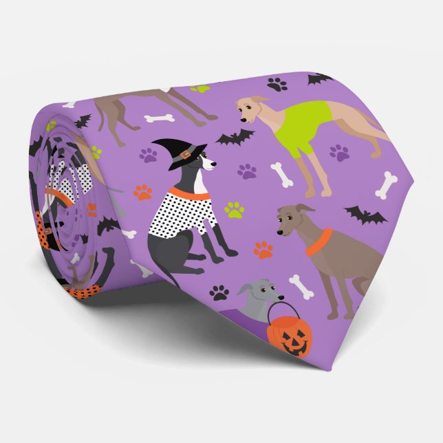 Halloween Italian Greyhound Krawatte (Gerollt)