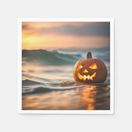 Halloween Jack-o-Lantern an der Küste Serviette
