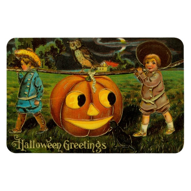 Halloween Jack-o-Lantern Ernteabend von Kindern Magnet (Horizontal)