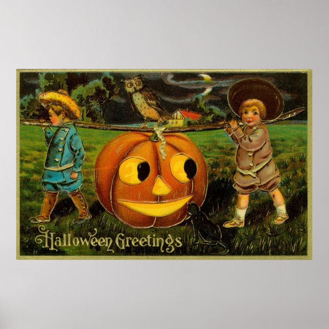 Halloween Jack-o-Lantern Ernteabend von Kindern Poster (Vorne)