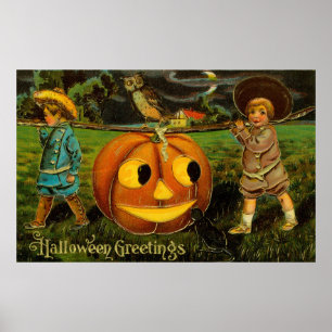 Halloween Jack-o-Lantern Ernteabend von Kindern Poster