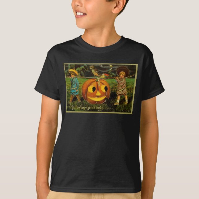 Halloween Jack-o-Lantern Ernteabend von Kindern T-Shirt (Vorderseite)