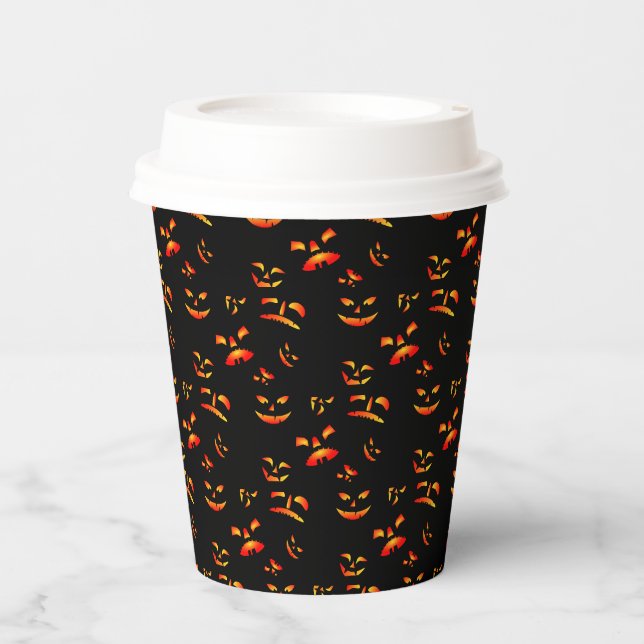 Halloween-Jack-O-Lantern-Faces-Papiertasse Pappbecher (Vorderseite)