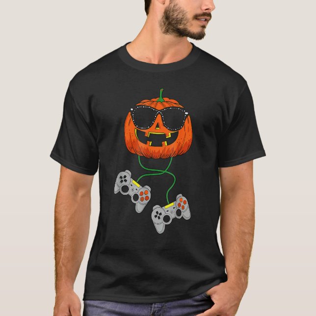 Halloween Jack O Lantern Gamer Boys Kids Men  Hall T-Shirt (Vorderseite)