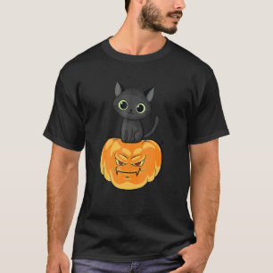 Halloween Jack O Lantern Kürbis Katze Vollmond T-Shirt
