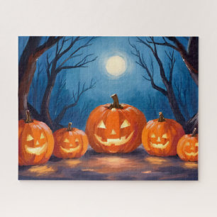 Halloween Jack-O-Lantern-Kürbisse Aquarell Puzzle