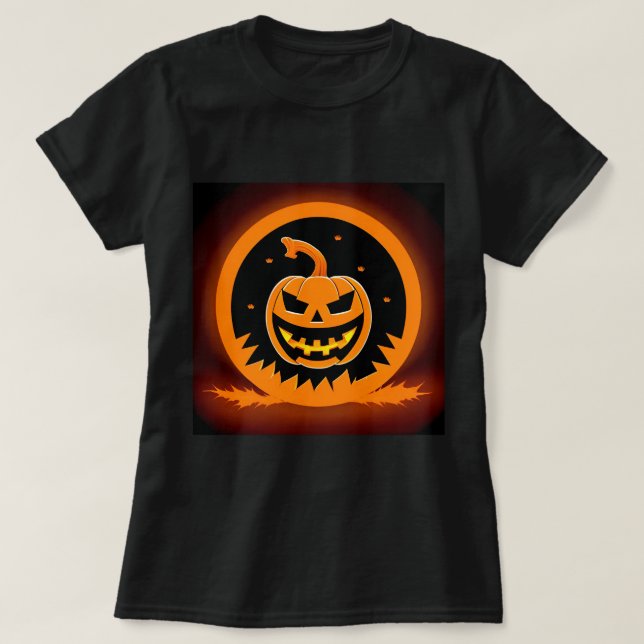 Halloween Jack-O' Lantern mit grauem Gesicht T-Shirt (Design vorne)