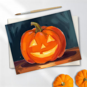 Halloween Jack-O-Lantern Orange Kürbis bemalt Feiertagskarte