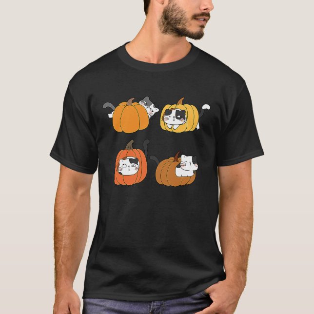 Halloween Jack O Lantern Pumpkin Cat Full Moon T-Shirt (Vorderseite)