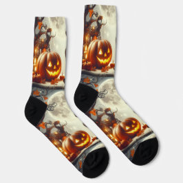 Halloween Jack O' Lantern Pumpkin Print Crew Socks Socken