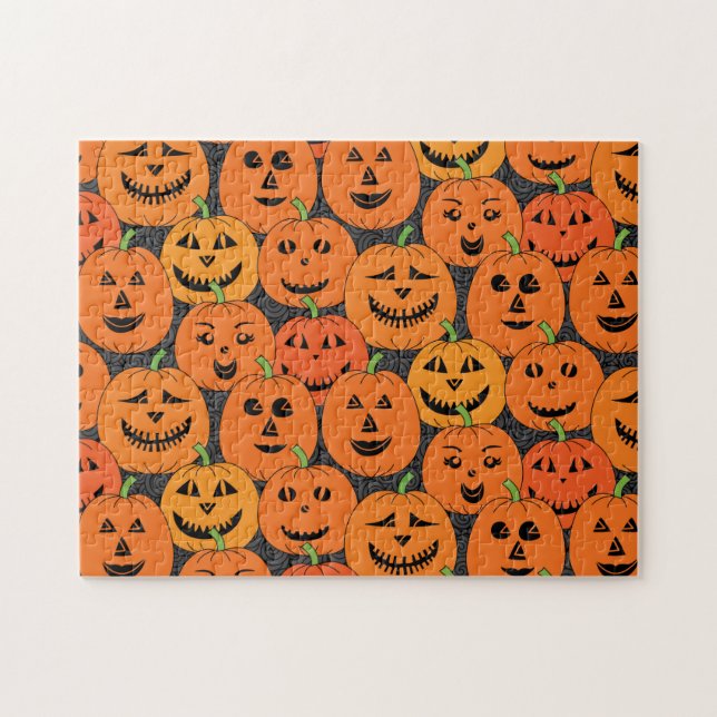 Halloween Jack-o'-lantern Pumpkin Puzzle (Horizontal)