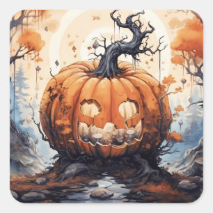 Halloween Jack O' Lantern Pumpkin Quadratischer Aufkleber
