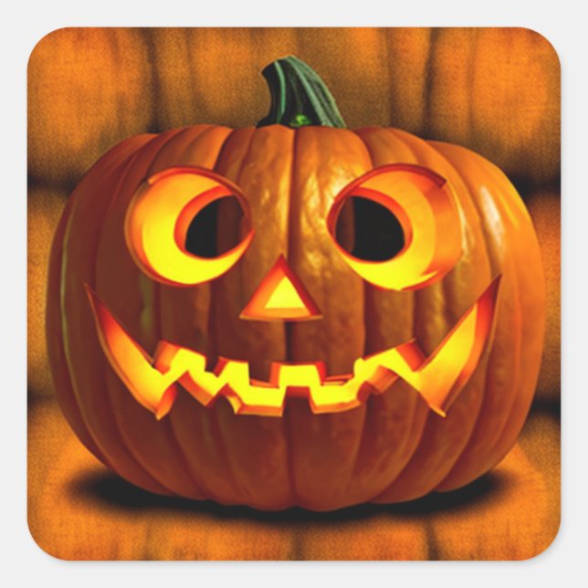 Halloween Jack-o-Lantern Pumpkin Quadratischer Aufkleber (Vorderseite)