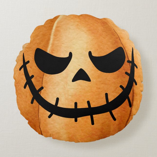 Halloween Jack-O-Lantern Pumpkin Rundes Kissen (Vorderseite)