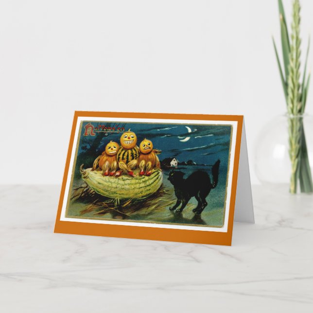 Halloween Jack-o-Lantern Pumpkin Trio Karte (Vorderseite)