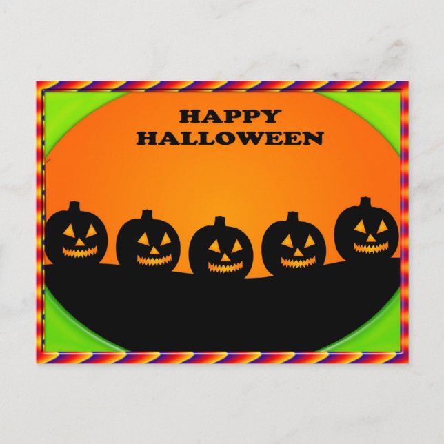 Halloween Jack o' Lantern Silhouetten Postkarte (Vorderseite)