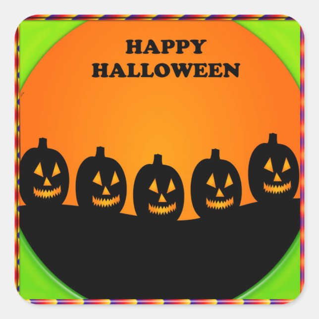 Halloween Jack o' Lantern Silhouetten Quadratischer Aufkleber (Vorderseite)