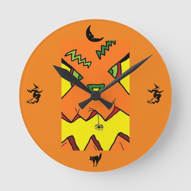 Halloween Jack-O-Lantern & Spider Uhr (Vorderseite)