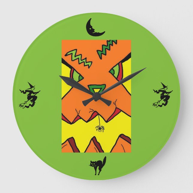 Halloween Jack-O-Lantern & Spider Uhr (Vorderseite)
