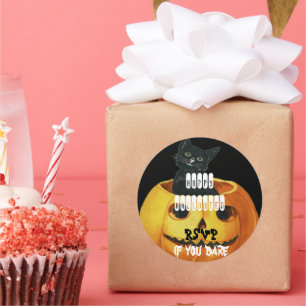 HALLOWEEN Jack O' Lantern und Black Cat Runder Aufkleber