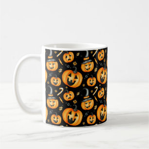 Halloween Jack-o-Lantern und Candy Pattern Kaffeetasse