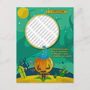 Halloween Jack o' Lantern Wizard Foto Frame hinzuf Postkarte
