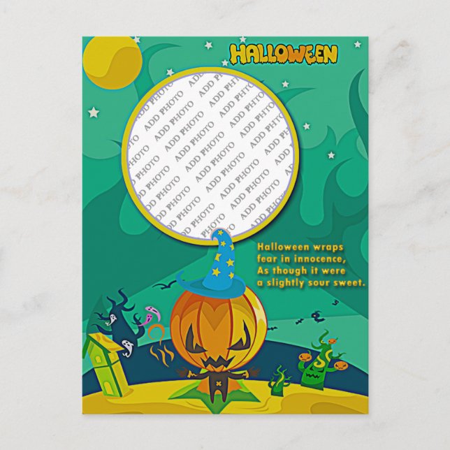 Halloween Jack o' Lantern Wizard Foto Frame hinzuf Postkarte (Vorderseite)