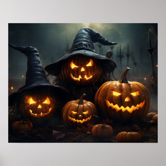 Halloween Jack O’Lanterns Spuk Friedhof Poster (Vorne)