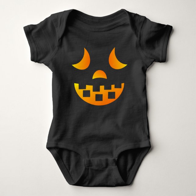 Halloween Jack-o' Laterne Face Baby Bodysuit Strampler (Vorderseite)