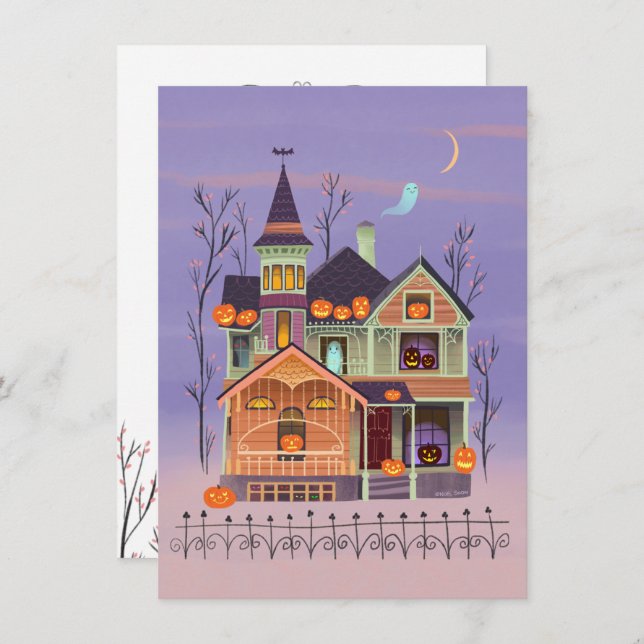 Halloween-Jack-o'-Laternenhaus-Party Einladung (Vorne/Hinten)