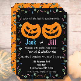 Halloween-Jack oder Jill O-Lantern-Genderdarstellu Einladung