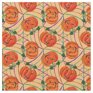 Halloween Jack o'lantern CobwebPattern Pumpkins Stoff