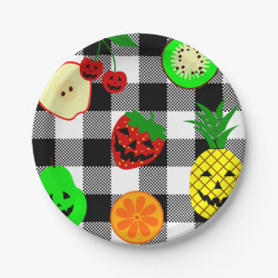halloween Jack o'lantern fruit gingham Pappteller