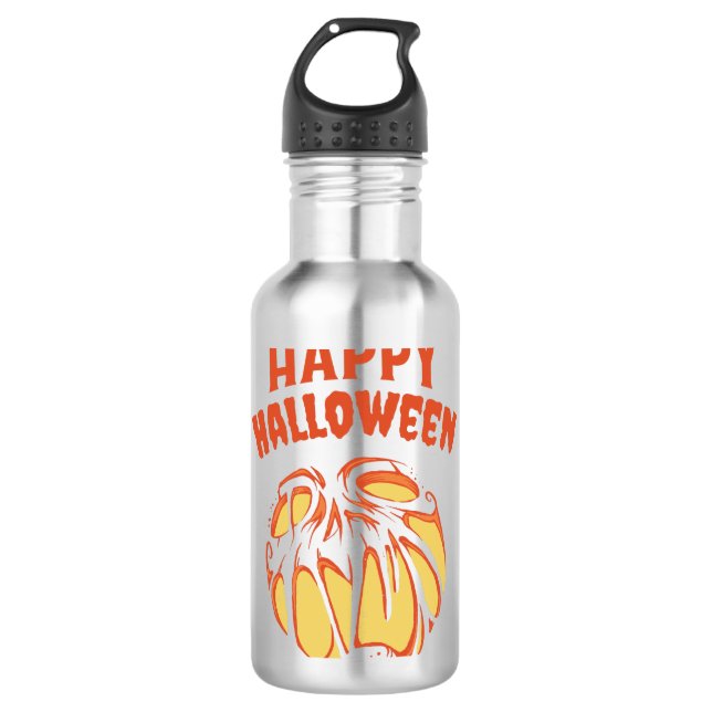 Halloween Jack o'Lantern Kürbis Edelstahlflasche (Vorderseite)