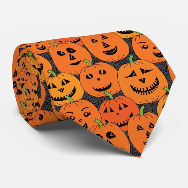 Halloween Jack o'lantern Orange Pumpkin Pattern Krawatte (Gerollt)