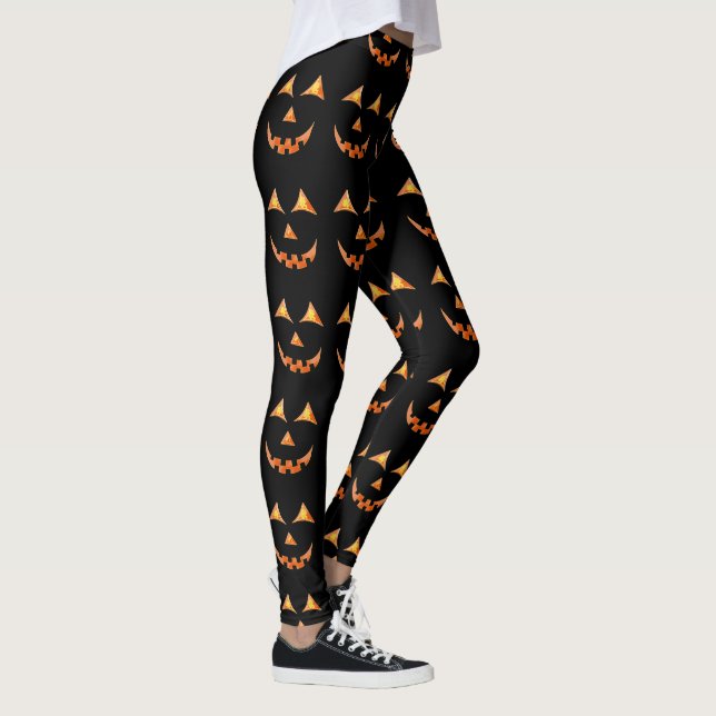 Halloween Jack O'lantern Pumpkin Face Graphic Leggings (Rechts)