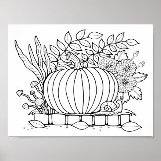 Halloween Jack O'Lantern Scencoloring Page Art Poster