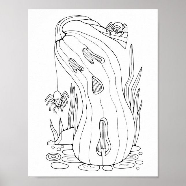 Halloween Jack O'Lantern Spiders Farbgestaltung Poster (Vorne)