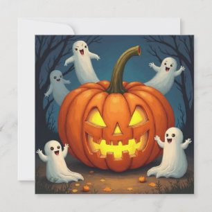 Halloween Jack O'Lantern und Ghost Feiertagskarte