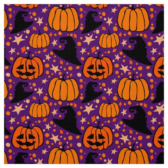 Halloween Jack O'Lantern und Lila Rotzerhut Stoff (Muster)