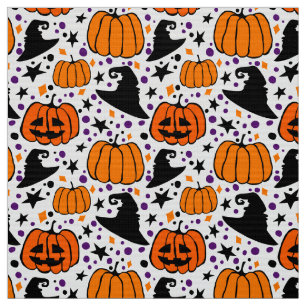 Halloween Jack O'Lantern und Rotzhut Weiß Stoff